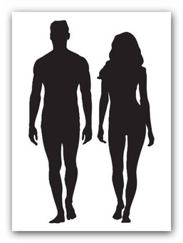 Bild mit Körpersiluetten von Mann und Frau